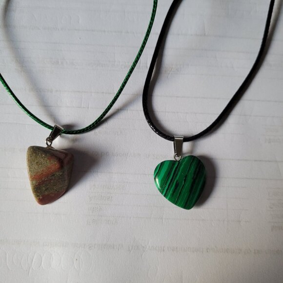 Unakite Gemstone Pendant and Heart Shape Gemstone Pendant - Picture 1 of 3